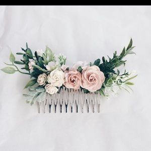 Dusty rose and greenery headpiece